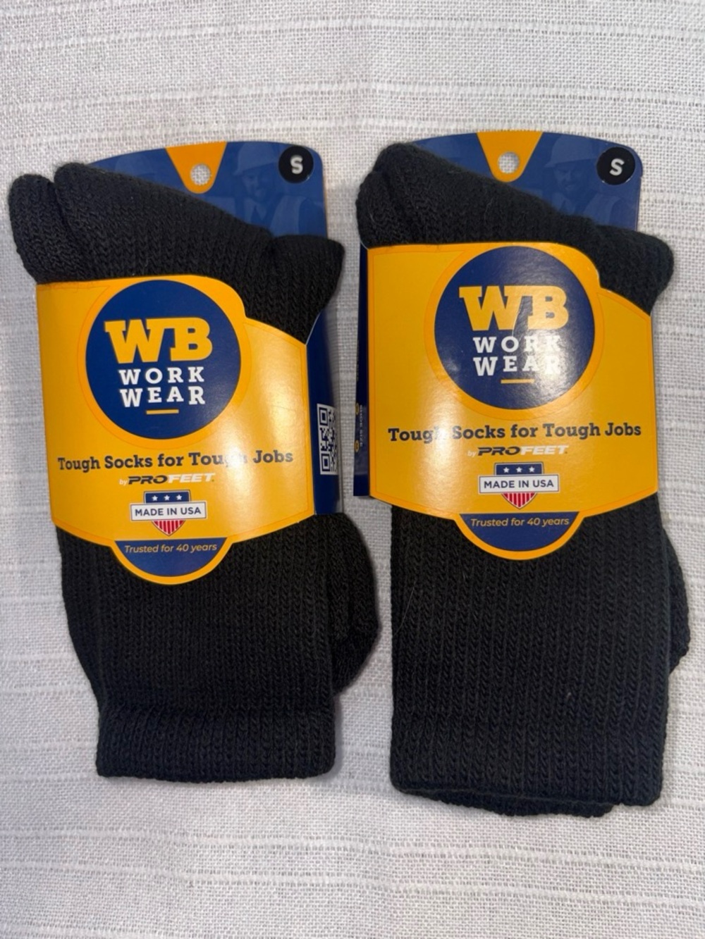 NWT Wilson Brown WB Workwear Heavy Duty Boot Socks Black 2 Pack Size S